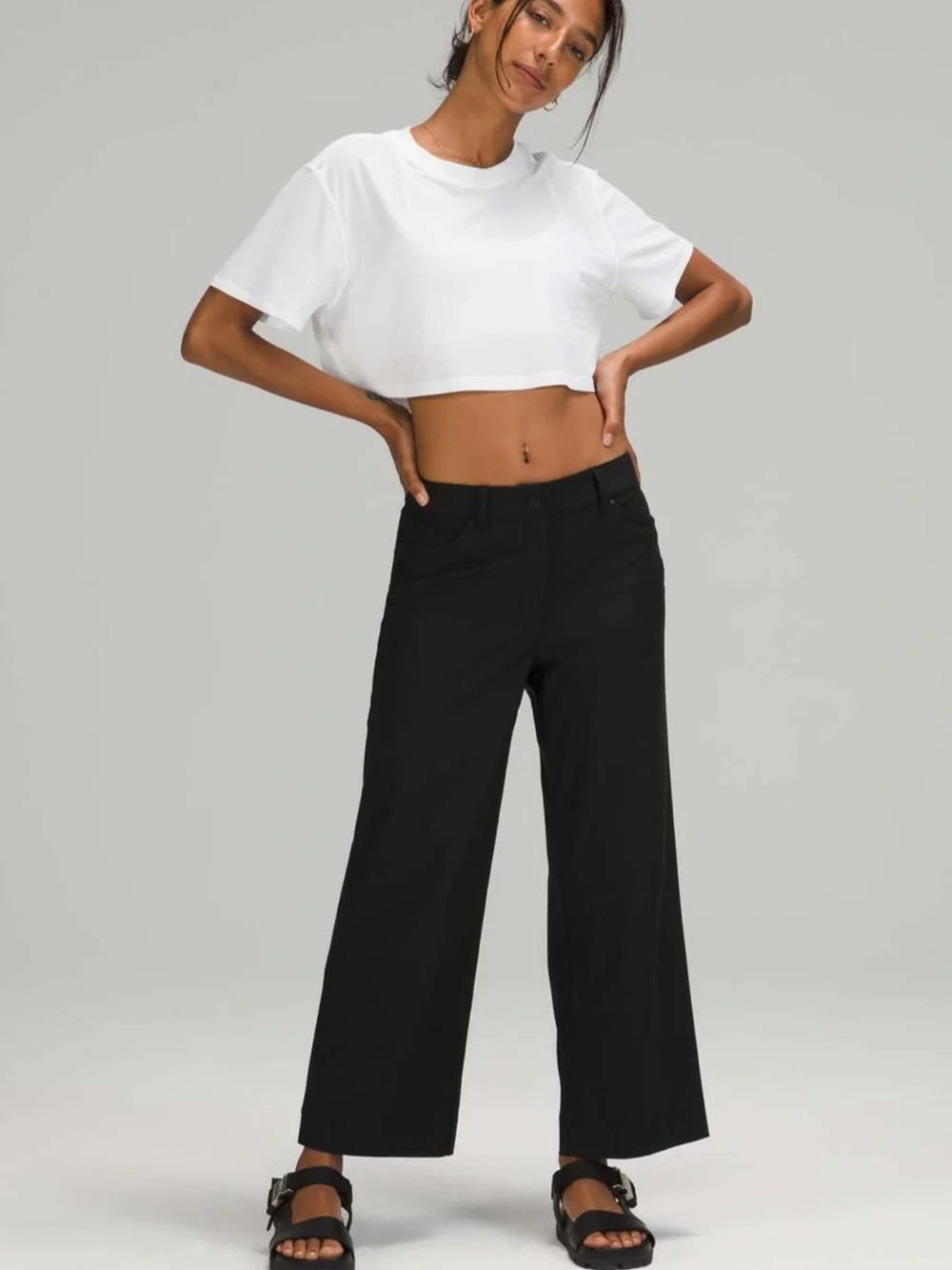 Lululemon City Sleek 5 Pocket Wide-Leg High Rise 7/8 Length Pant in Black - 28